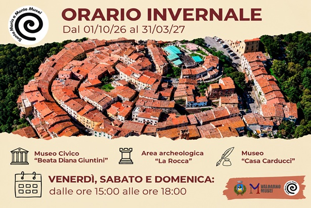 testo, orari, immagine del borgo di Santa Maria a Monte