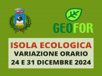 CHIUSURA ISOLA ECOLOGICA: 24/12 E 31/12